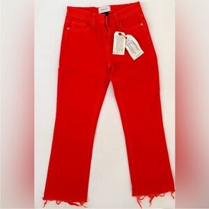 Current/Elliott "The Kick Jean" Fiery Red Cropped Ankle Jeans Women’s Size 26
